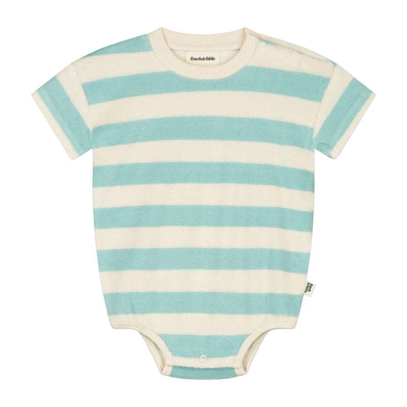 Terry Cotton Bodysuit — Mint Stripe