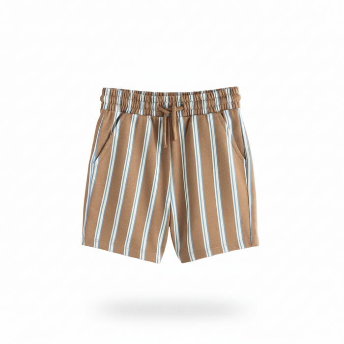 Camel stripe cotton baby shorts