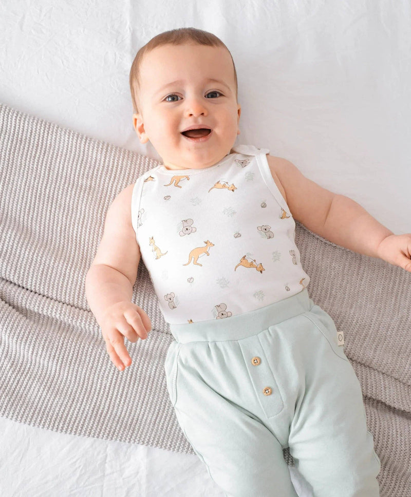 Organic Cotton Singlet Bodysuit β Kangaroo & Koala