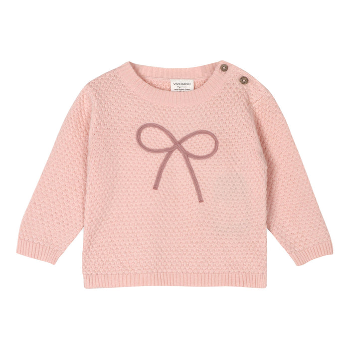 Rosewood pink sweater-knit baby pullover