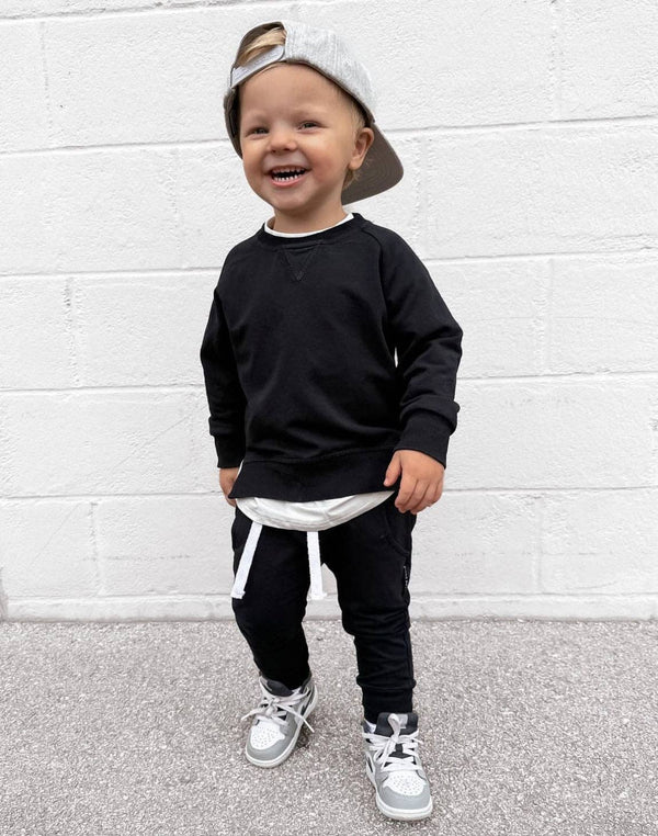 Black Stretch Cotton Kids Pullover (vendor placeholder photo)