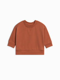 French Terry Relaxed Pullover Sweatshirt - Brown