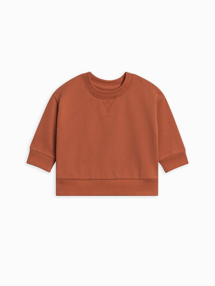 Brown french terry baby pullover sweatshirt