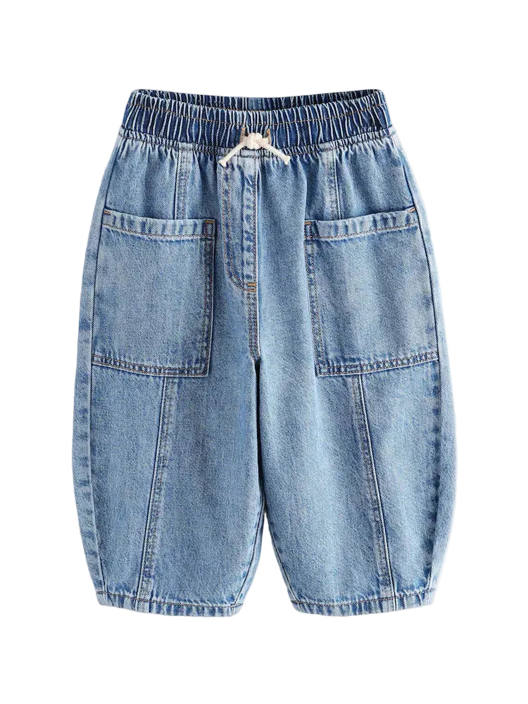 Barrel-Leg Jeans Mid-Wash