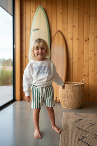 Green Stripe Cotton Shorts