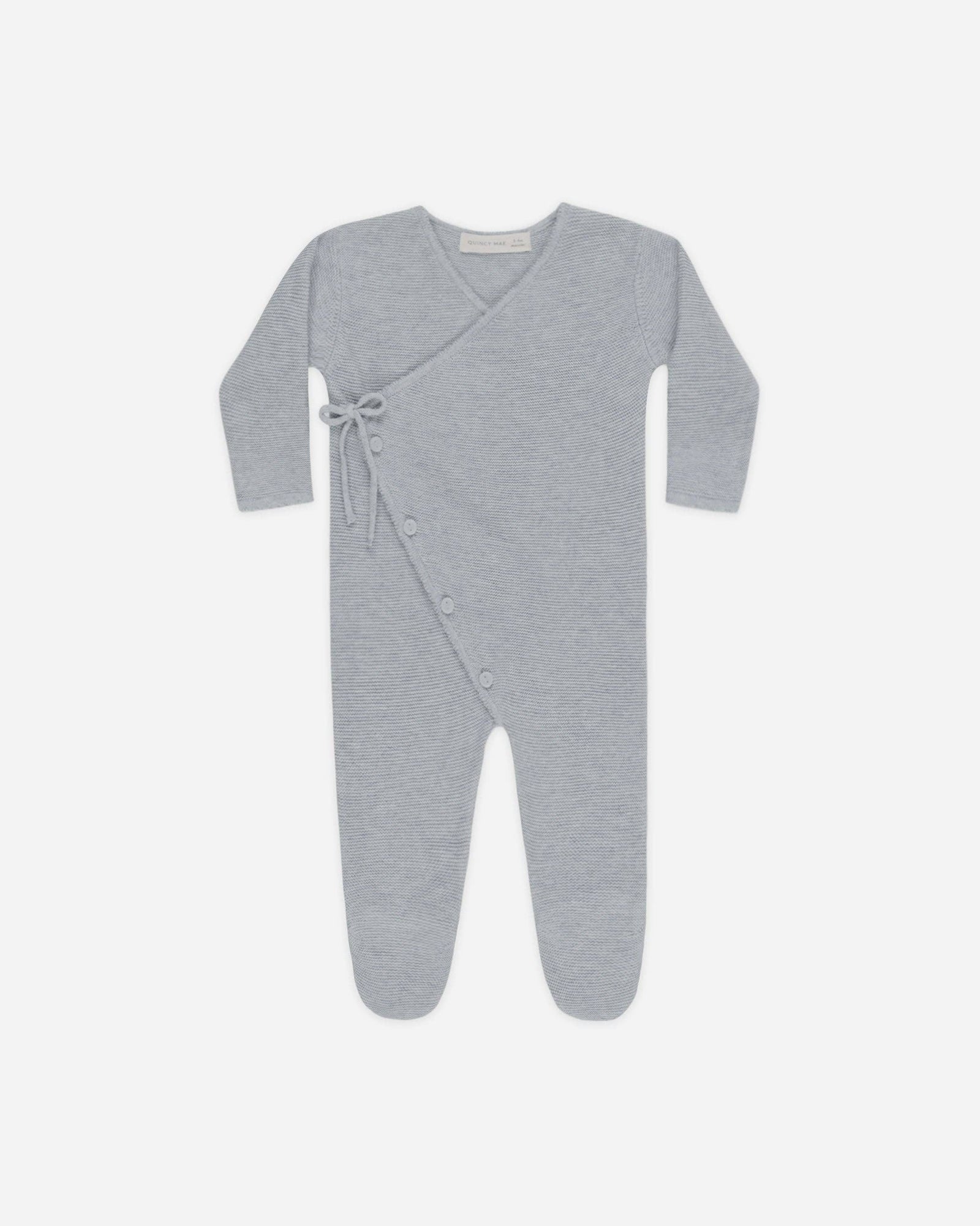 Wrap Knit Footie Heathered Dusty Blue