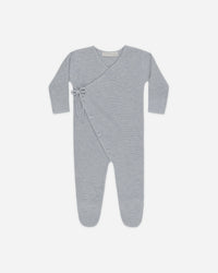 Wrap Knit Footie Heathered Dusty Blue