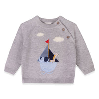 Sailboat Applique Sweater Knit Baby Pullover