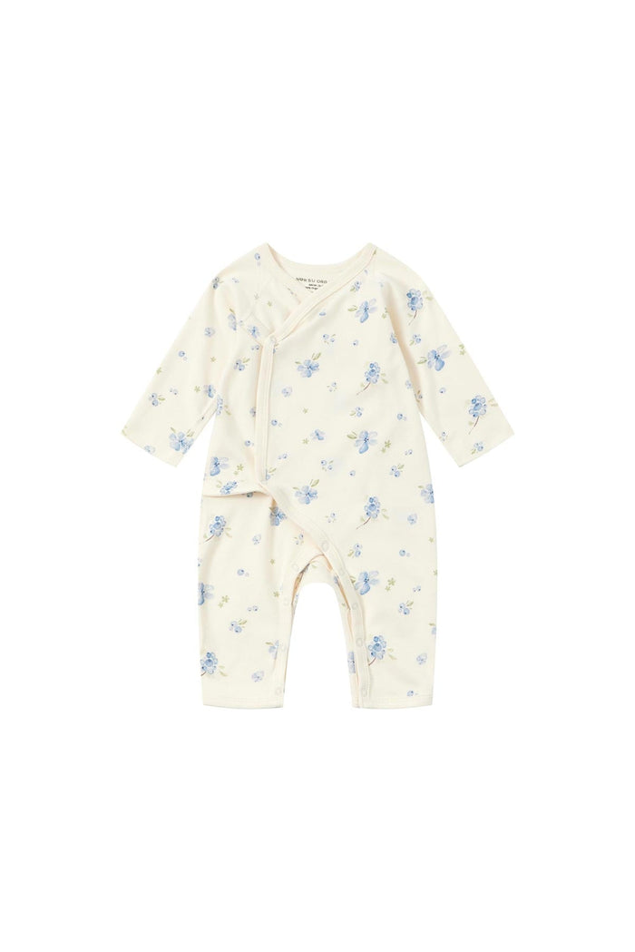 Blueberry kimono baby bodysuit in organic cotton