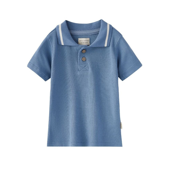 Citadel blue bamboo-organic toddler polo shirt