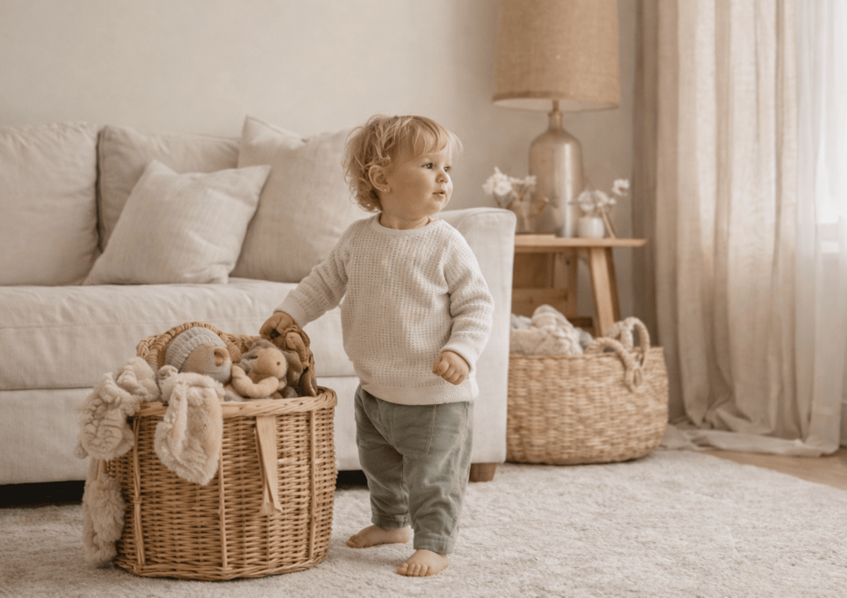 Gently worn baby clothes, folded neatly before being outgrown