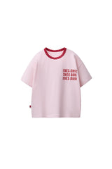 Text and Floral Print T-shirt – Red