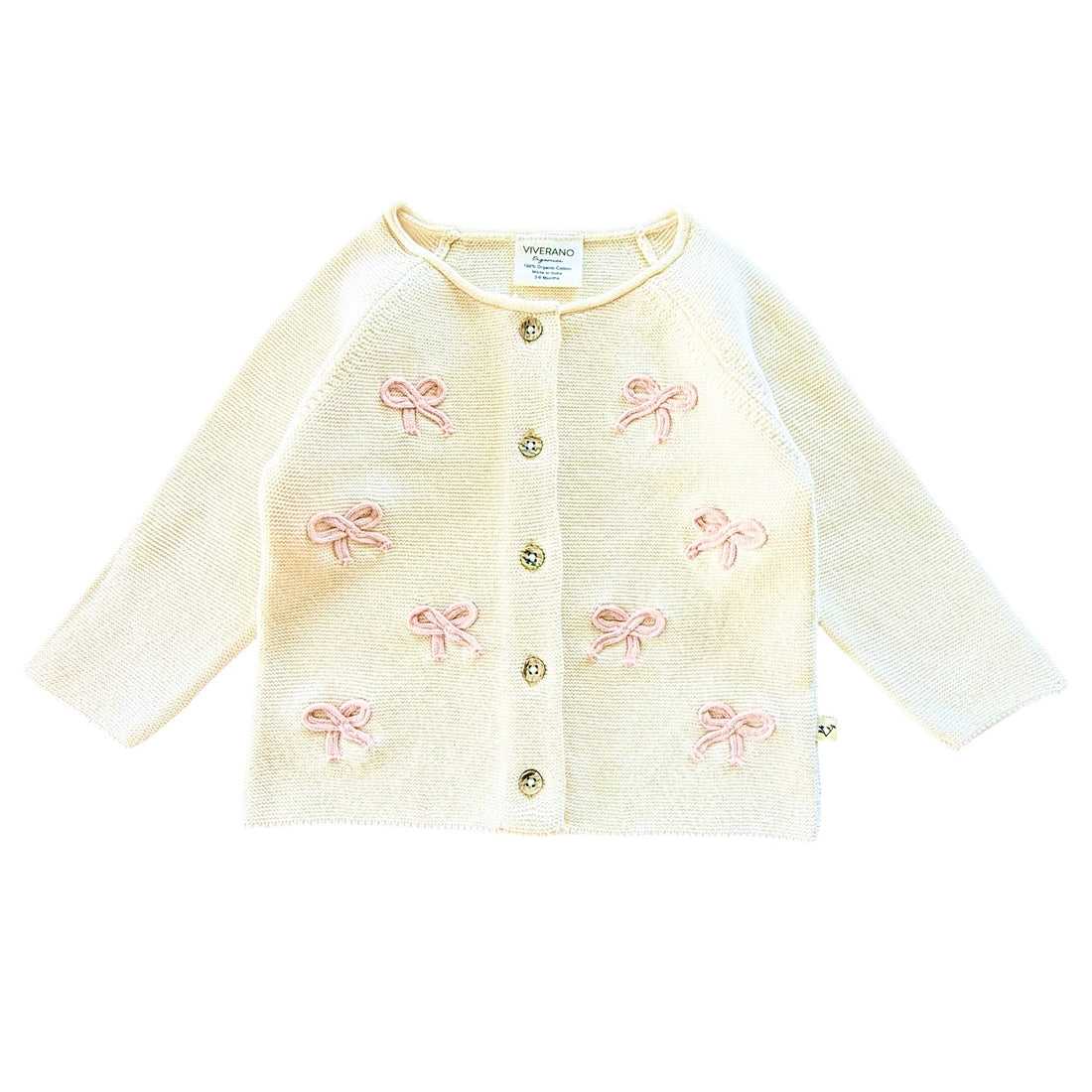 Bow Sweater-Knit Cardigan – Natural (Organic)