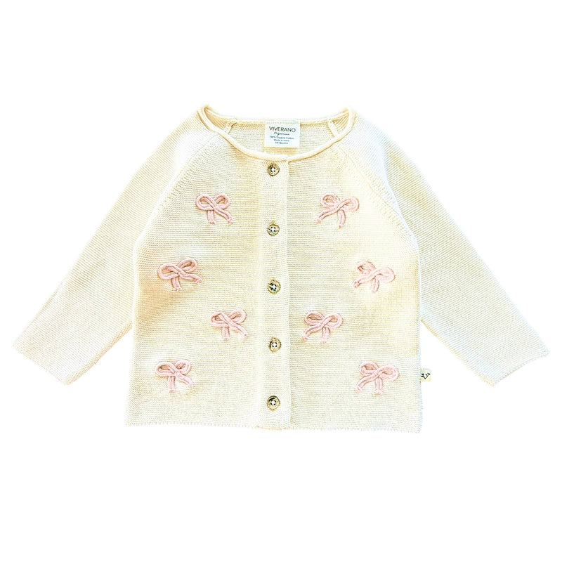 Bow Sweater-Knit Cardigan – Natural (Organic)
