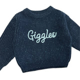 Chunky Knit Slouchy Baby Pullover – Speckled Navy Organic Cotton