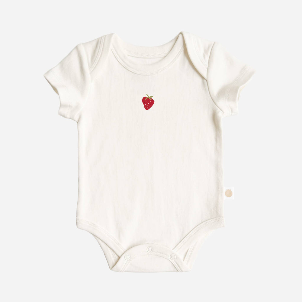 Strawberry organic cotton baby bodysuit