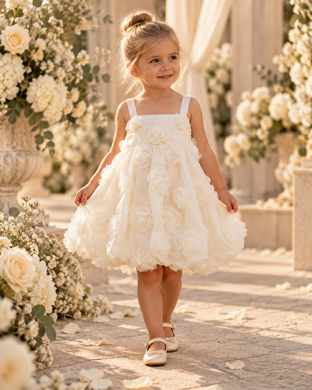 Lost In Roses Dress - White