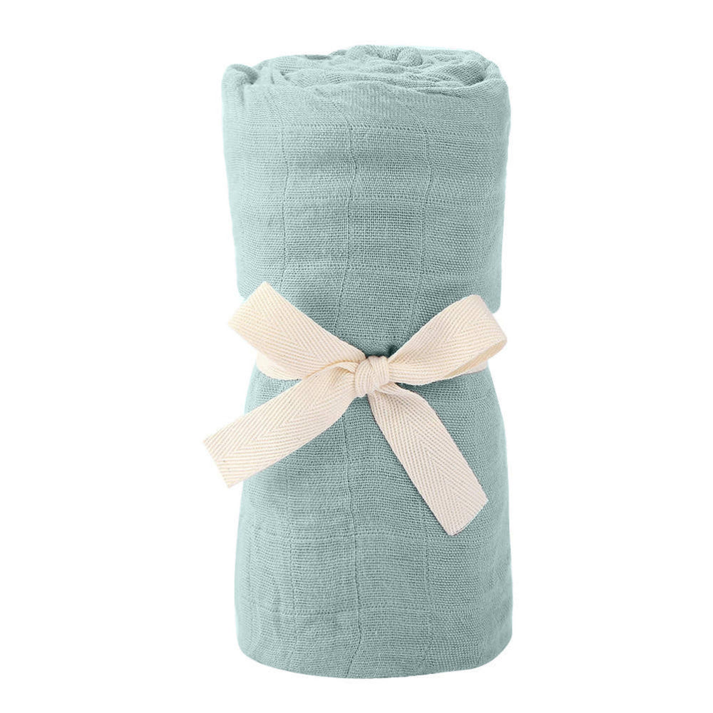 Sage bamboo cotton baby swaddle blanket