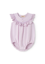 Sweet violet linen baby frill romper