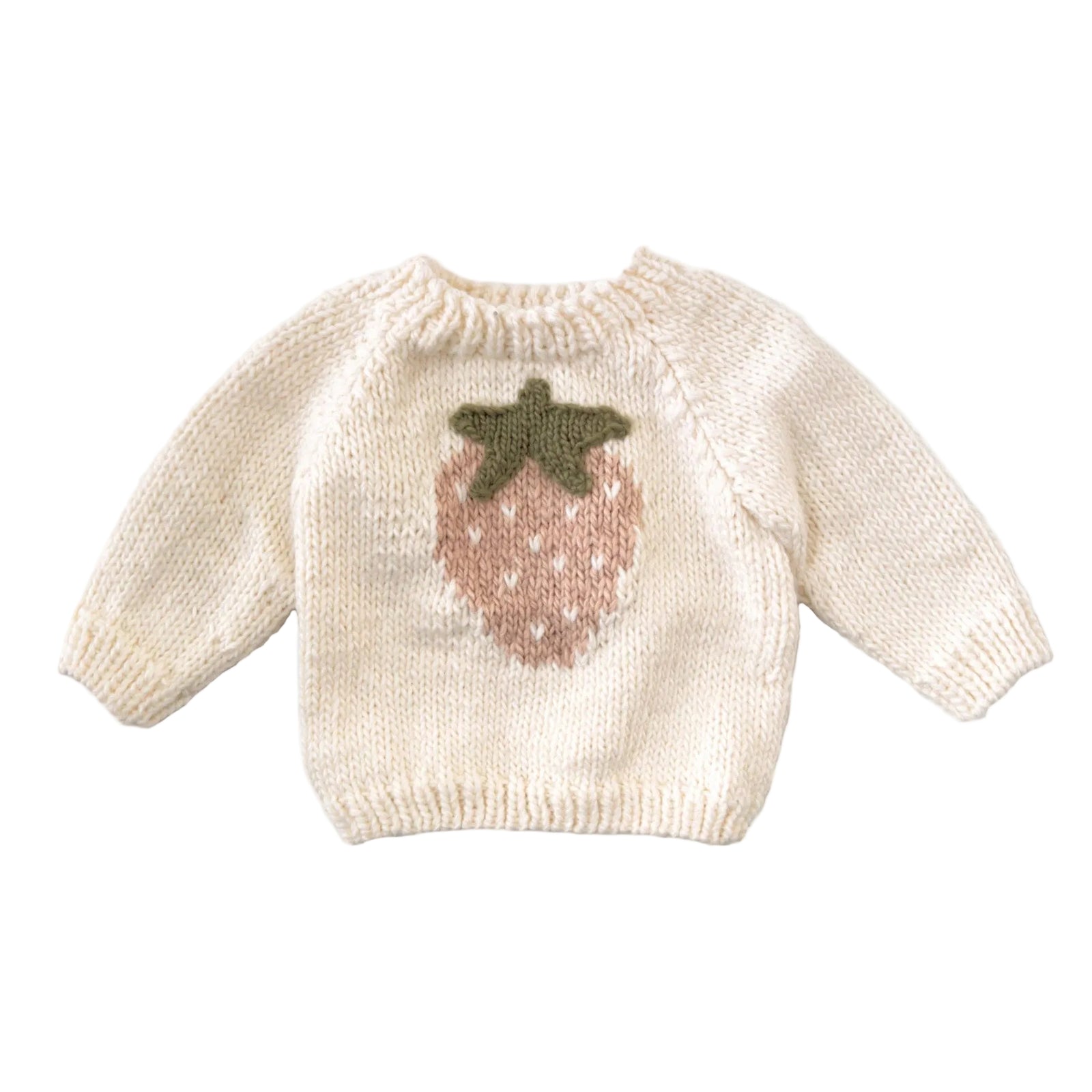 Knitted sweater with a strawberry design on a white background