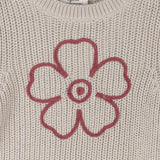 Flower Embroidered Chunky Knit Baby Sweater – Stone