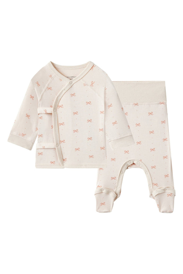 Bow print bamboo kimono baby set – view 2