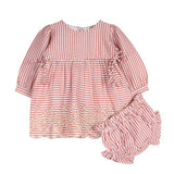 Striped Embroidered Organic Cotton Dress & Bloomer Set — Honey & Stitch baby & toddler clothing