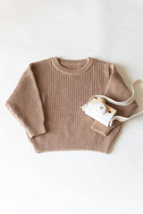 Organic Chunky Knit Sweater- Brown