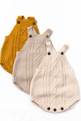 Cable knit sleeveless cotton baby romper – view 3