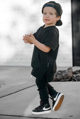 Black Short-Sleeve Kids Hoodie (vendor placeholder photo)