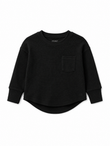 Black Waffle-Knit Kids Top (vendor placeholder photo)