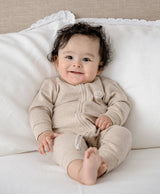 Comfy Baby Zip Growsuit - Heather Oat