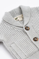 Heather Grey Cable Knit Baby Cardigan – Organic Cotton
