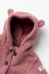 Mauve Pink Sherpa Teddy Hooded Baby Cardigan