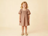 Clay Eyelet Bubble-Sleeve Kids Dress (vendor placeholder photo)