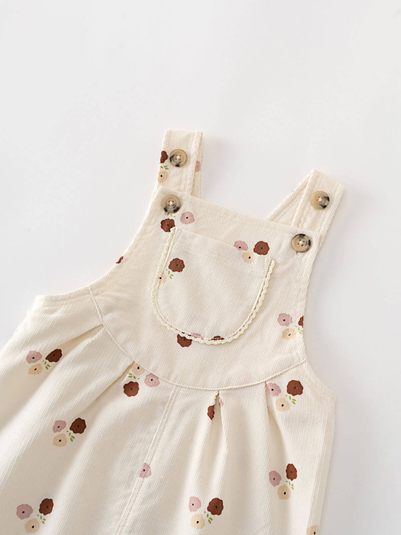Organic Corduroy Floral Baby Overalls