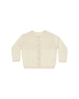 Heathered natural button baby cardigan in organic cotton knit
