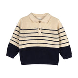 Stripe polo knit baby pullover and pant set – view 3