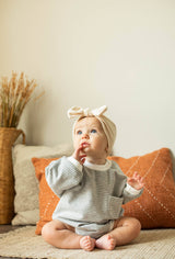 Striped oversized bubble baby romper – view 3
