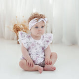 White daisy ruffle bubble baby romper – view 2