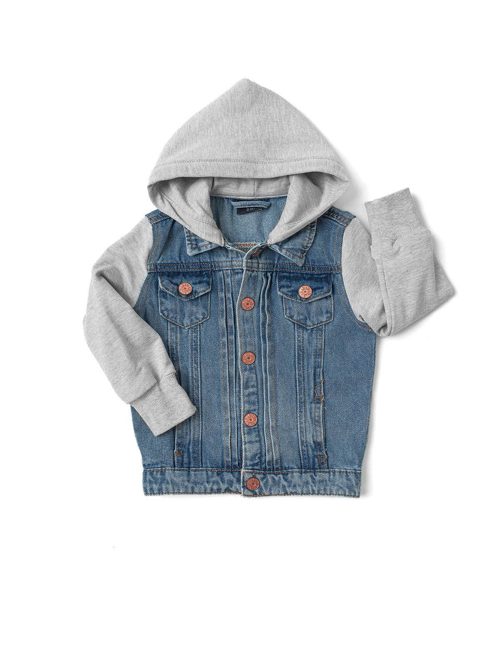 Grey Hooded Denim Kids Jacket (vendor placeholder photo)
