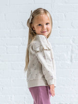 Girls' Fleece Ruffle-Sleeve Pullover Sweatshirt – Organic Cotton