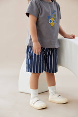 Navy stripe toddler cargo shorts – view 3