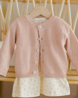 Heathered rose button baby cardigan – view 3