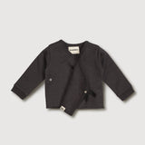 Storm Grey Wool Fleece Baby Cardigan
