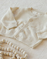 Heathered natural button baby cardigan – view 3