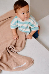 Mint stripe terry cotton baby bodysuit – view 2