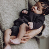 Storm Grey Wool Fleece Baby Cardigan