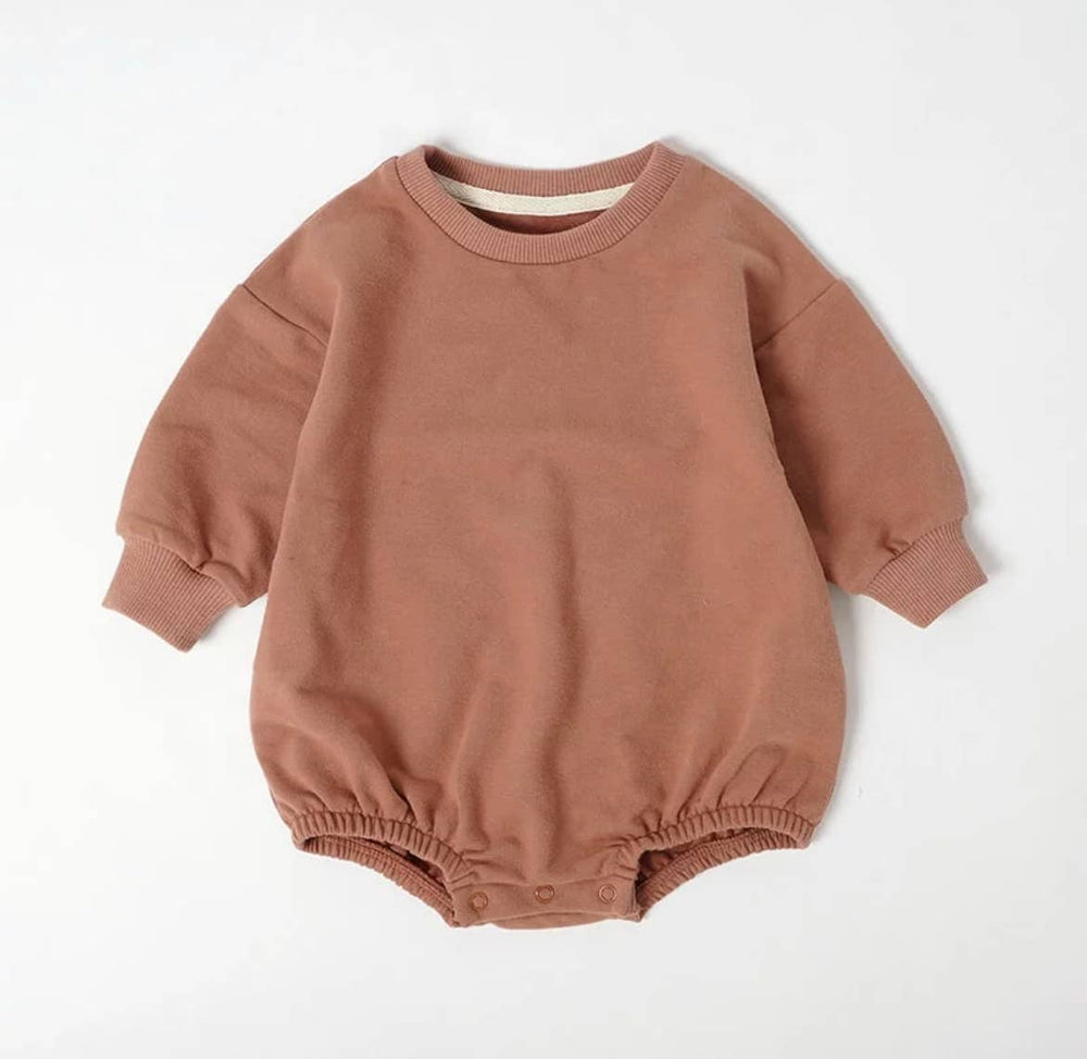 Rusty Red Cotton Knit Bubble Baby Romper