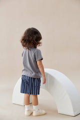 Navy stripe toddler cargo shorts – view 4